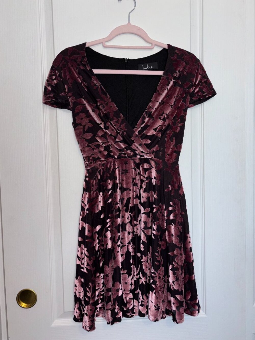 Lulus Plum Velvet Mini Skater Dress - XS - Picture 2 of 2